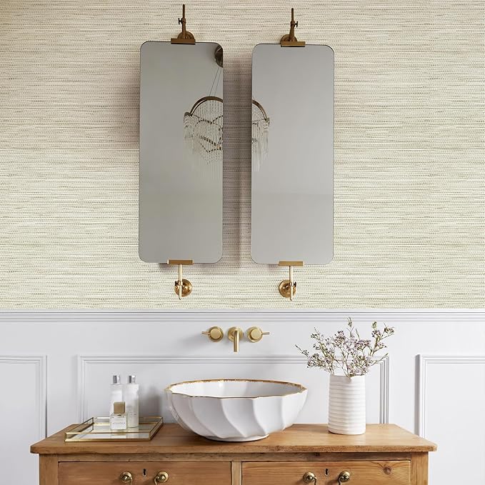 JiffDiff Grasscloth Wallpaper Peel and Stick Cream Grassweave Peel & Stick - Image 7