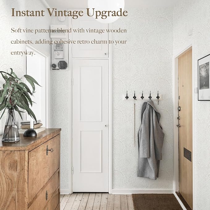 Heroad Boho Peel and Stick Wallpaper Modern Floral Wall Paper Neutral Beige - Image 2
