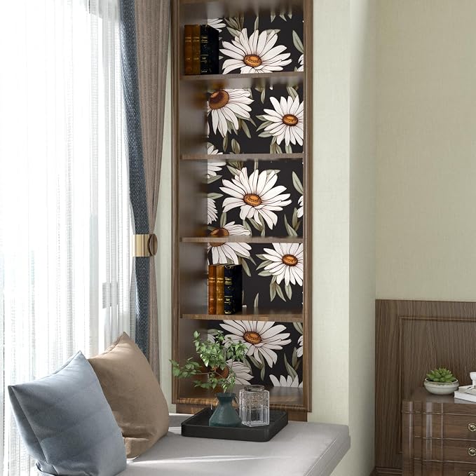 Laatse Boho Wallpaper Peel and Stick Dark Floral Contact Paper 17.5in x 118in - Image 6