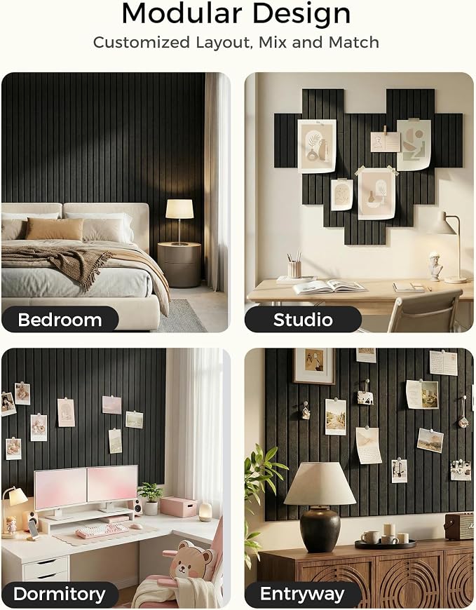 Aothia 12-Pack Felt Bulletin Board Tiles 48"x36", Modular Pin Board - Image 4