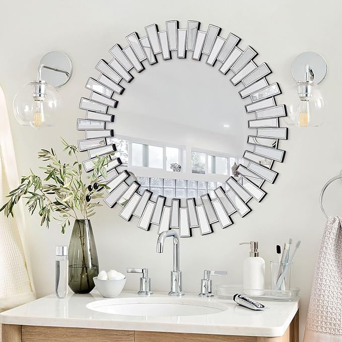 Chende Round Mirrors for Decor, Frameless Circle Mirror for Living Room - Image 7