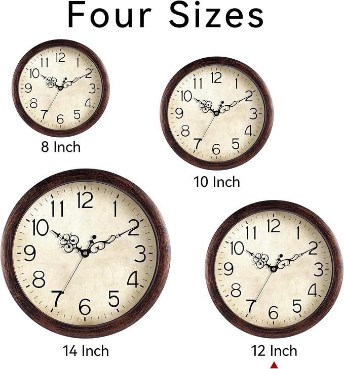 KECYET Wall Clock 12 Inch Vintage Wall Clocks Battery Operated Quartz Silent - Image 2