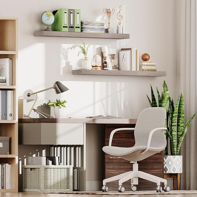HOOBRO Floating Shelves for Wall, Wall Mounted Shelf Set of 2, 47.2" Hanging - Image 5