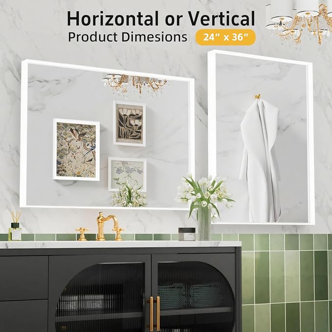 24x36 Inch White Bathroom Mirrors - Image 4