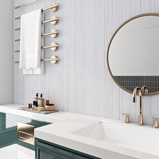 Livelynine 15.8x197 Peel and Stick Grasscloth Wallpaper White Textured Wall - Image 2