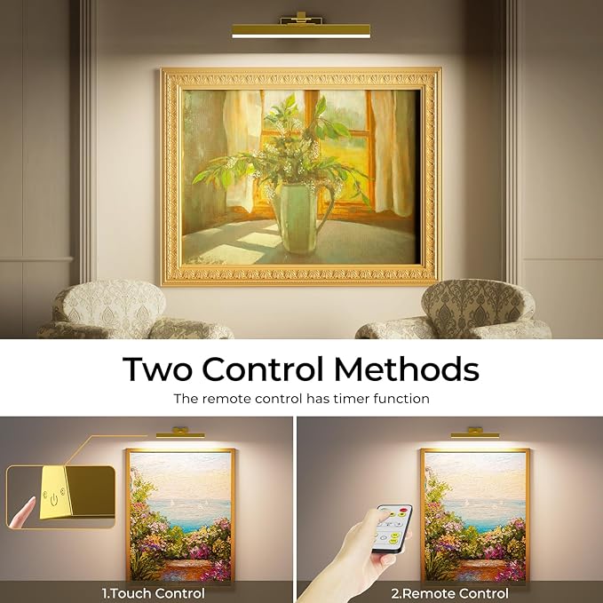 Afyuol Picture Lights for Wall, Battery Operated Picture Light 16in Art Light - Image 6