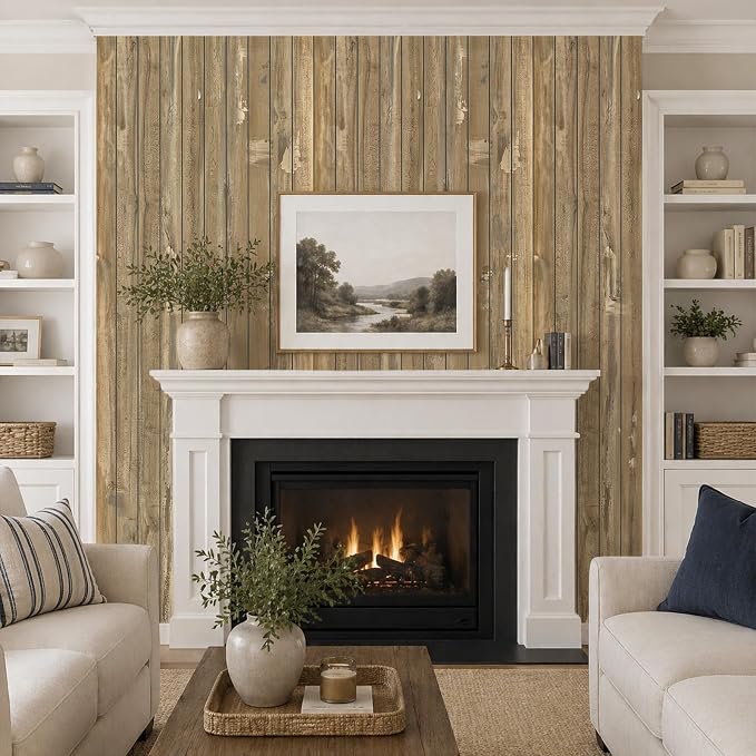 VEELIKE Weathered Wood Wall Panels Peel and Stick Distressed Wood Grain Slat - Image 4
