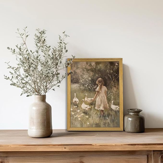 Wood Framed Canvas Wall Art, Vintage Girl - Image 7