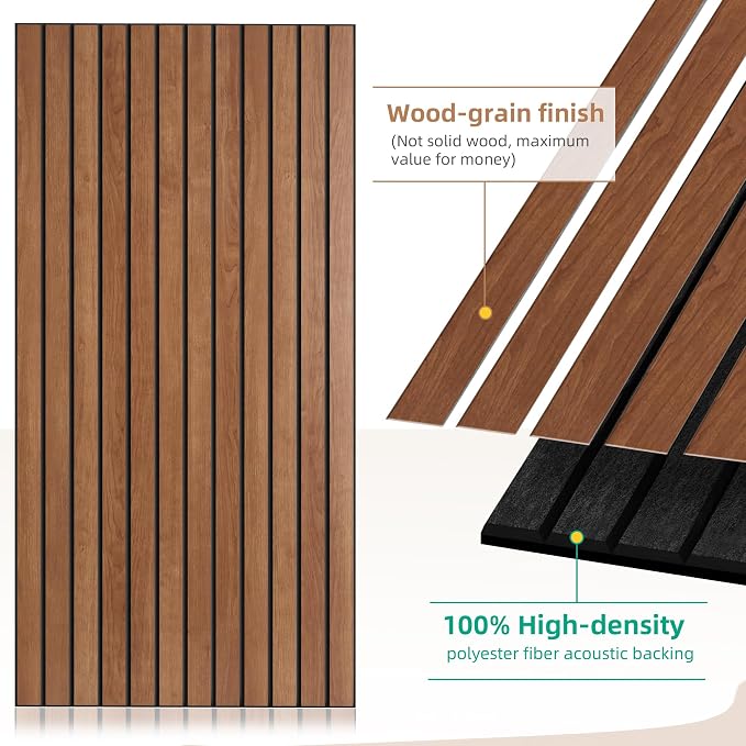 Wood Veneer Sound Panels, 10 Pack 47.2”x23.6” Wall Panels, Decorative Acoustic - Image 3