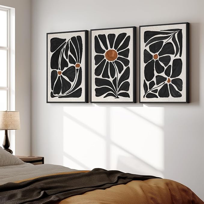 Large Framed Boho Floral Wall Art - Image 4