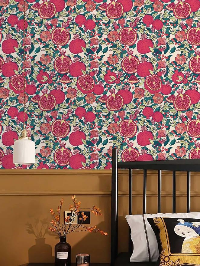 Floral Wallpaper Vintage Red Peel and Stick Wallpaper Self Adhesive Removable - Image 8
