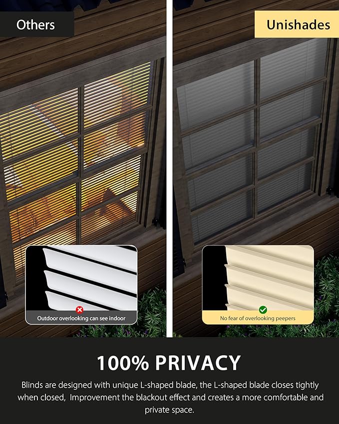 UNISHADES No Drill Blinds for Windows 1" Vinyl L-Shaped Slats Cordless Mini - Image 3