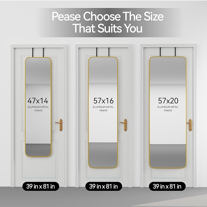 SCWF-GZ 47x14 Mirror Rectangle Full Body Length Door Hanging Wall Mounted - Image 7