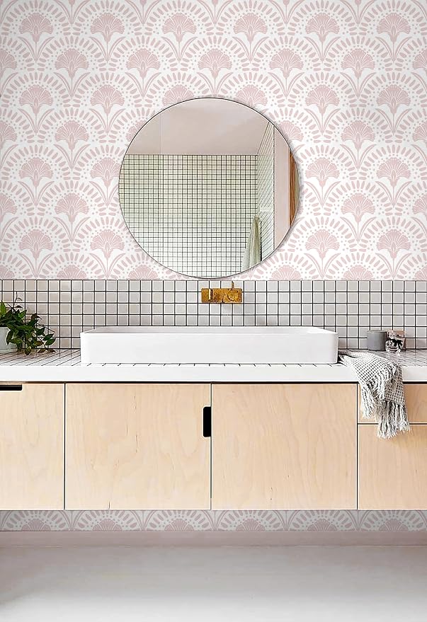 Timeet 17.7 in × 78.7 in Boho Peel and Stick Wallpaper Pink Floral Contact - Image 5