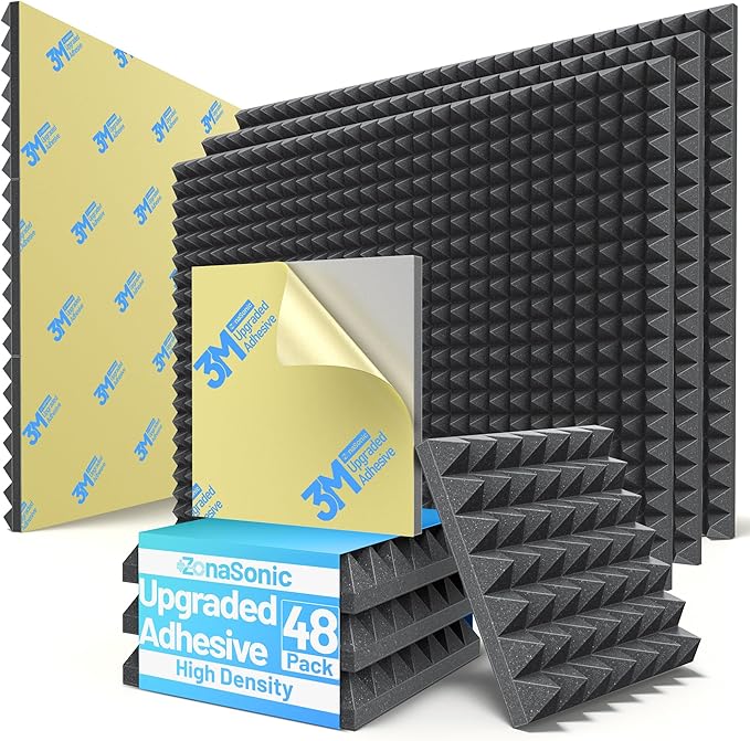 48 Pack Pyramid Sound Proof Foam Panels by Unknown