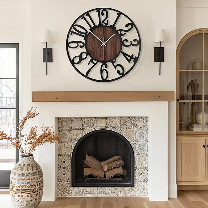 Maxstar Large Round Wall Clock for Living Room Decor Battery Operated Non - Image 5