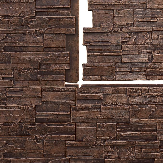 EverStone Cascade Faux Stone Panel, 48 5/8"W x 24 3/4"H x 1 1/4"D, Sequoia - Image 9