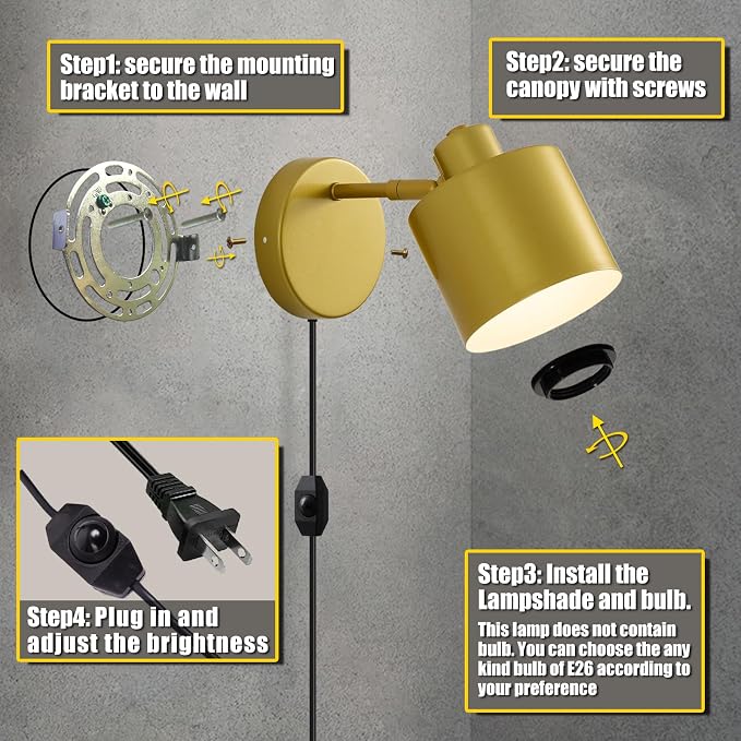 Lightess Plug in Wall Sconce - Image 2