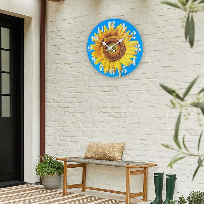 Large Sunflower Decor Wall Clocks, Waterproof Glass Wall Clock - Image 5