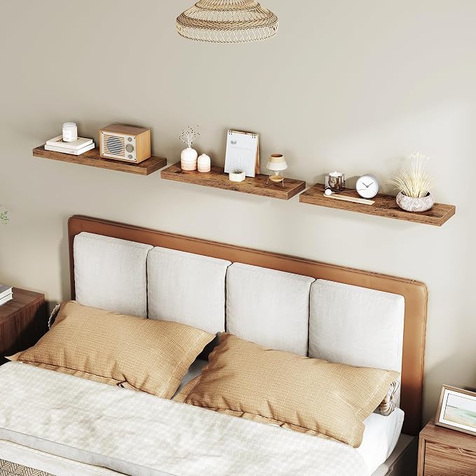 RALGEND Floating Shelves for Wall, 1.5" Thick Wall Shelf Set of 3 - Image 8