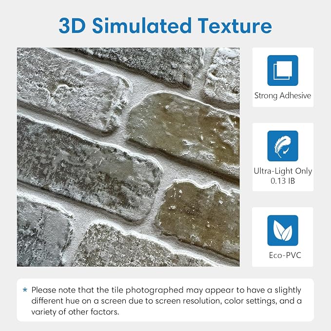 COMSTICKC 3D Faux Brick Wall Panel Peel and Stick, Small Size, Ultra-Light PVC - Image 3