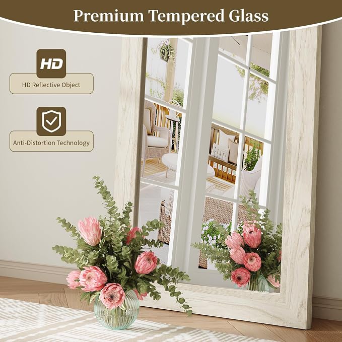 Syndra Modern Full Length Mirror Wood Frame, 56x20'' Large Floor Mirror - Image 6