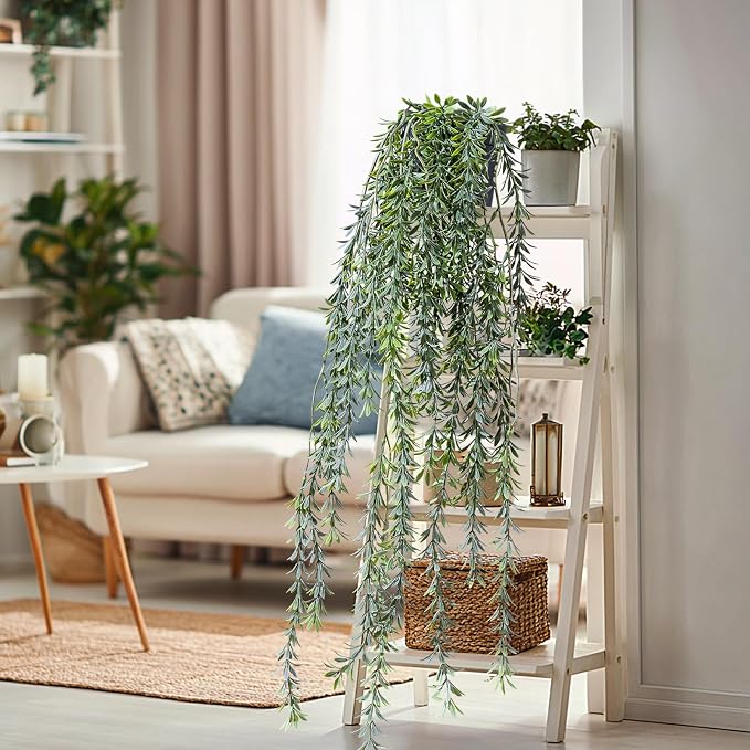 Artificial Hanging Plant 2 Pcs Faux Plant Ivy Vine Faux Eucalyptus Vines Fake - Image 6