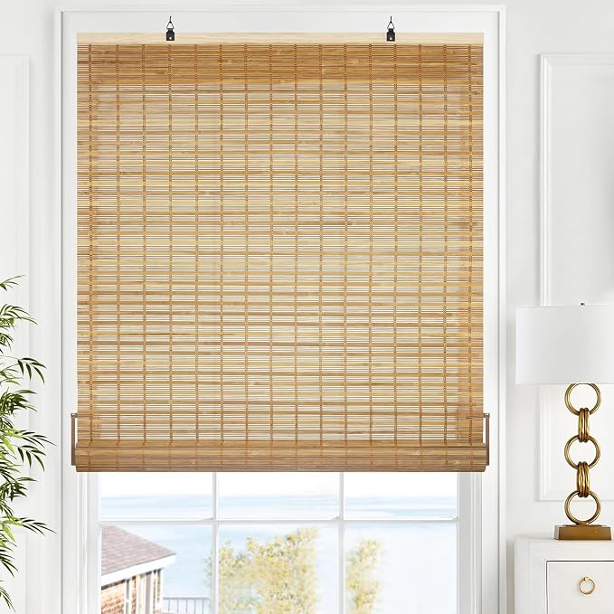 LazBlinds Cordless Bamboo Roll Up Shades by LazBlinds