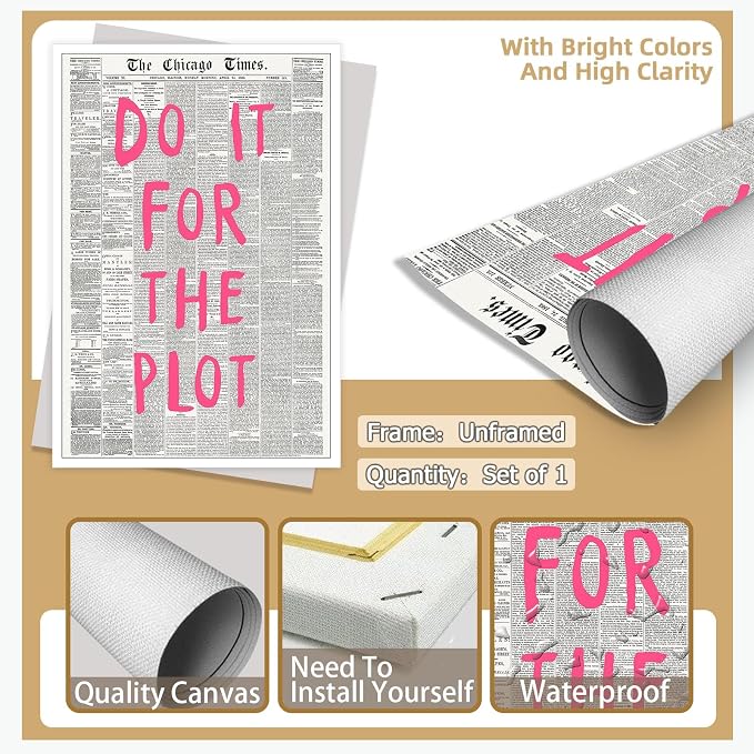 Liyark Retro Black And White Chicago Newspaper Poster Pink Trendy Preppy - Image 2