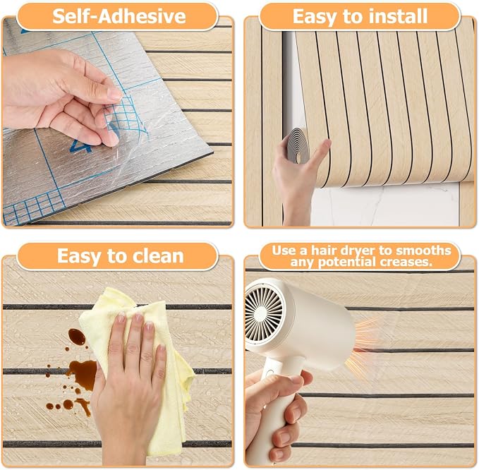 Arthome Peel and Stick Slat Wall Panels 15.7 "x240, Self-Adhesive PVC Wood - Image 6