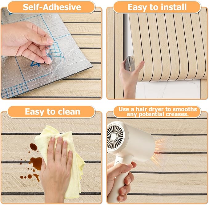 Arthome Peel and Stick Slat Wall Panels 15.7 "x400, Self-Adhesive PVC Wood - Image 6