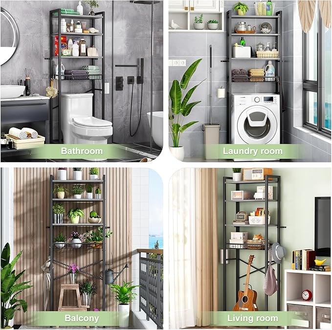 Kalrin Over-The-Toilet Storage Rack, 4-Tier Bathroom Organizer Shelf Over Toilet - Image 3