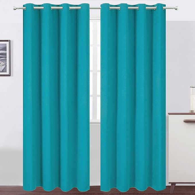 LEMOMO Teal Blackout Curtains/52 x 108 Inch/Set of 2 Panels Room Darkening by Lemomo