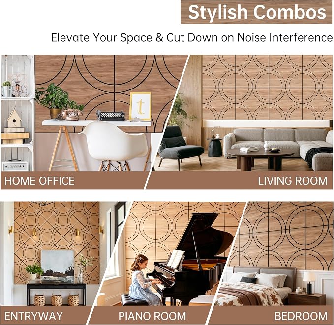 Mollywell Acoustic Wall Panels 23.6x23.6 Inch 8 Pack, Circle Pattern, Sound - Image 6