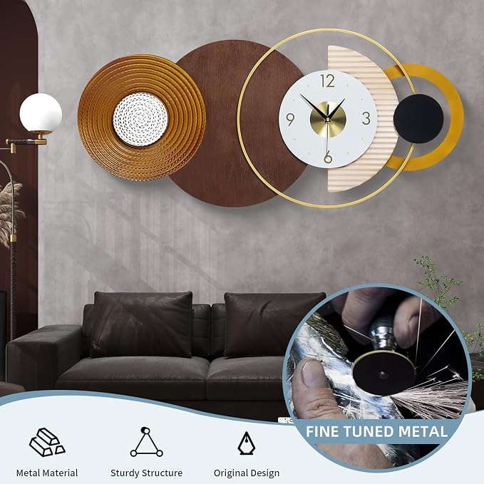 32x16 inch Large Modern Mid-Century Wall Clock - Image 3