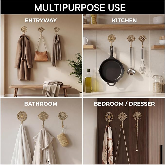 IndianShelf Solid Brass Boho Decorative Wall Hooks - Image 5