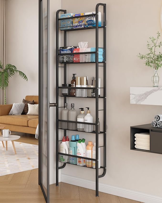 UMDONX Behind The Door Bathroom Shelf Narrow 5-Tier, Space-Saving Slim Storage - Image 6