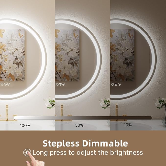 LOVESPEJO 30" Round LED Bathroom Mirror - Image 3