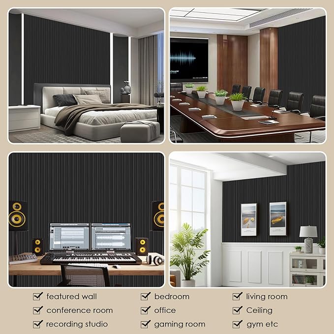 8-Pack 3D Slat Wall Panels — Soundproof Faux Wood Wall Panels - Image 7