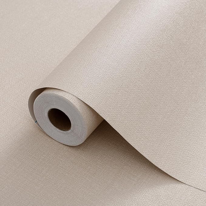 Grasscloth Peel and Stick Wallpaper 20.8"x394" Beige Thick Fabric Textured by HyunHome
