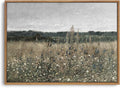 OIQArtOIQ Vintage Framed Wall Art Wildflower Field Meadow Canvas Art Prints by OIQArtOIQ