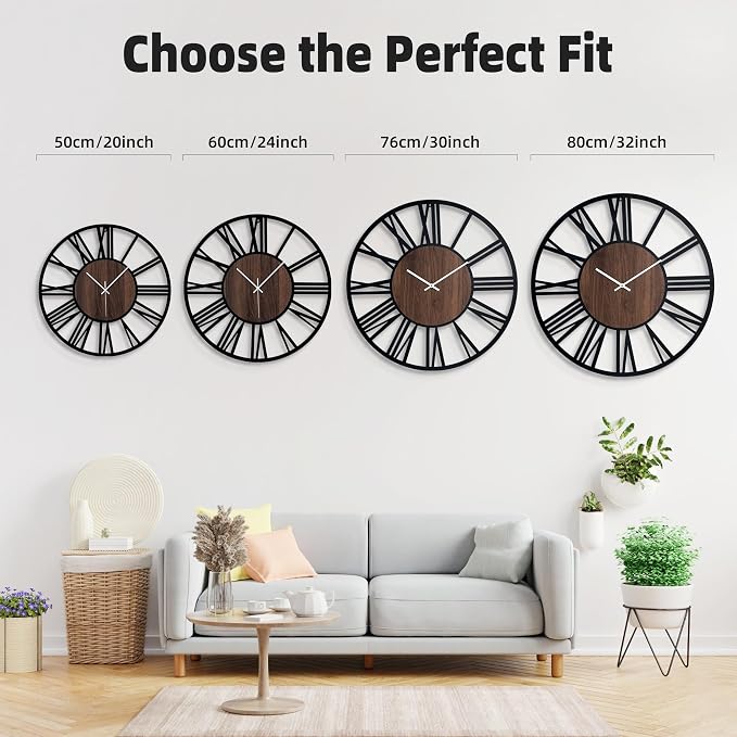 20'' Silent Wall Clock with Night Light, Glow in The Dark Decorative Wall Clock - Image 3