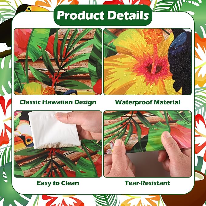 Kochorie 100 Ft X 54 Inch Hawaiian Luau Party Tablecloth Roll - Image 3