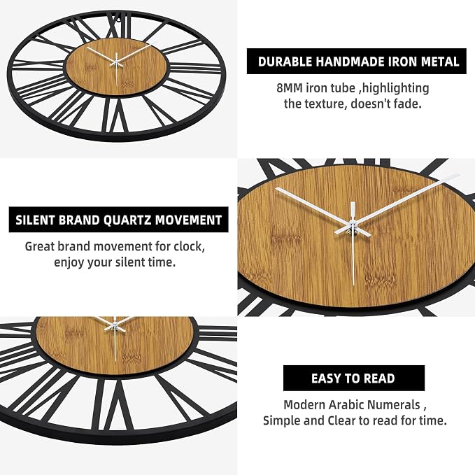 1st owned Wall Clocks for Living Room Decor, Round Silent Little Ticking - Image 2