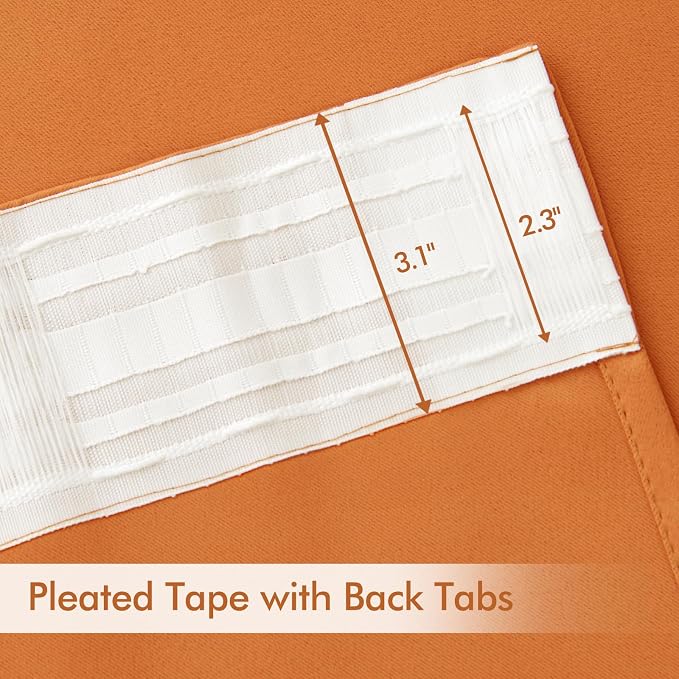 MIULEE 2 Panels Orange Back Tab Blackout Curtains 84 Inch Length - Image 4