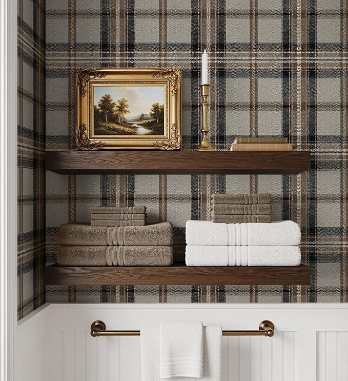 NextWall Harry & Grace Herringbone Plaid Premium Matte Non-Woven Peel and Stick - Image 5
