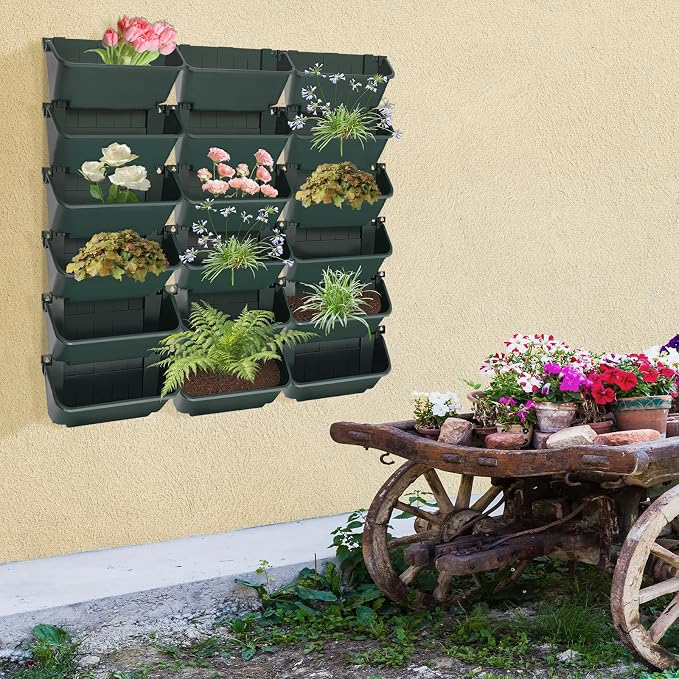 Vertical Wall Planter with 18 Pots, Hanging Garden Plant Flowerpot Holder - Image 8