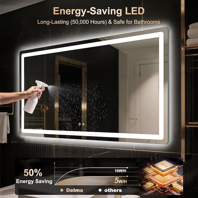 Delma LED Bathroom Mirror with Lights, 30x55 Vanity Mirror - Image 8