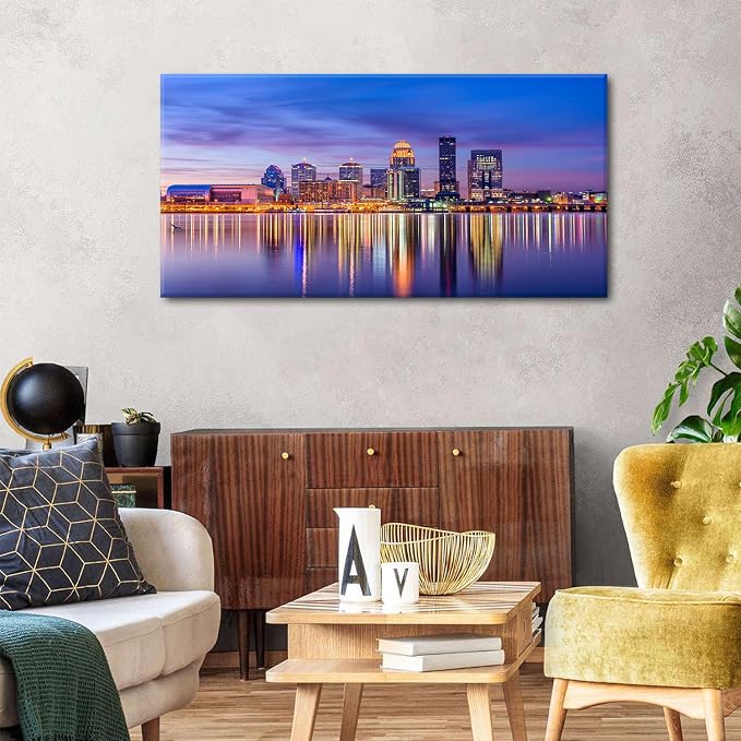 Louisville City Wall Art Sunset Kentucky Decor Colorful Waterfront Park Canvas - Image 3