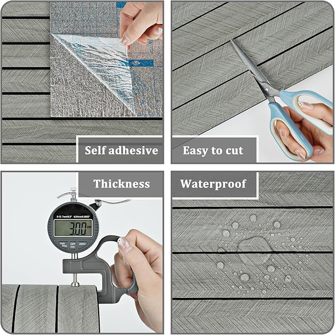 Grey Wood Wall Slat Panels Peel and Stick 3D Fluted Wood Panels - Image 5
